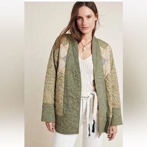 Anthropologie Quilted Patchwork Kimono jacket XS Sage